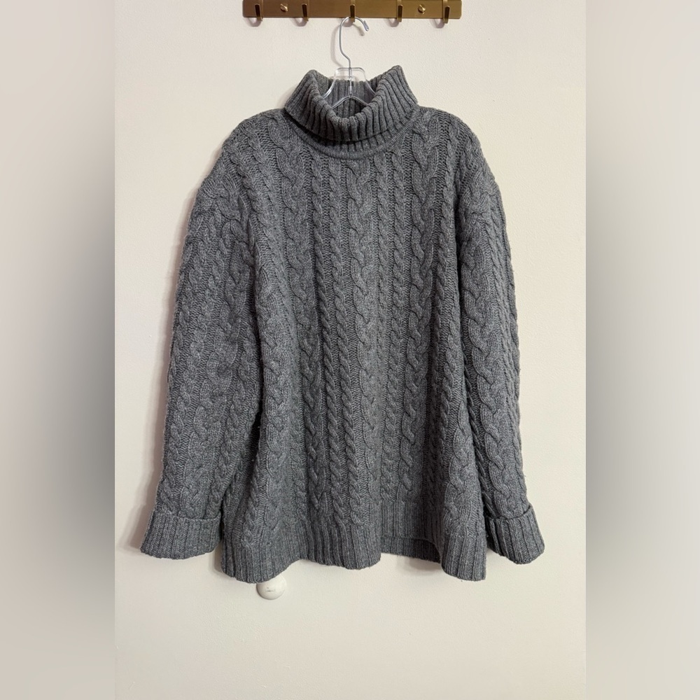 Vintage Guess Jeans Cable Knit Fisherman Turtleneck Lambswool Sweater XXL Unisex